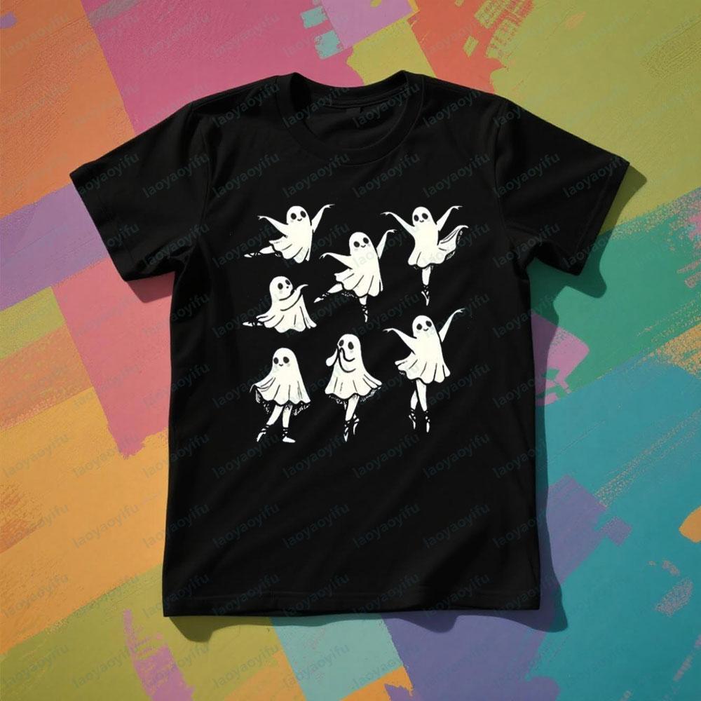 Cute Ballet Ghost Shirt VintageYK S Graphic Tee Halloween Unisex TShirt Ballet Dancer Gift Clothing Women Casual Cotton Tops