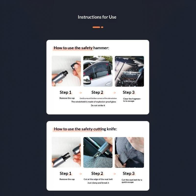 Auto-Notausstiegswerkzeug, Fensterschlaghammer, Sicherheits hammer, Metall-Autofensterbrecher, Klein und platzsparend