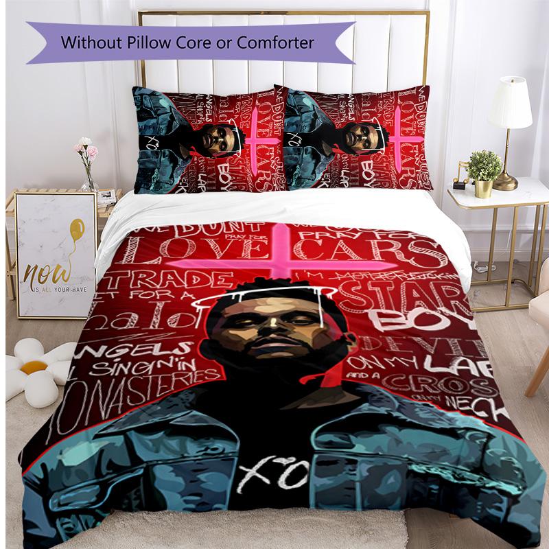 The Weeknd Printed 3PCS Bedding Set Soft Breathable Duvet Cover Pillowcases Set Washable Bedroom Decor Home Gift