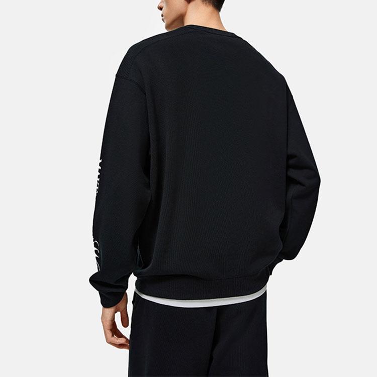 Li Ning Wade Series Letter Rundhals-Pullover Lockeres Sweatshirt Unisex-Sweatshirt Schwarz AWDU001-1