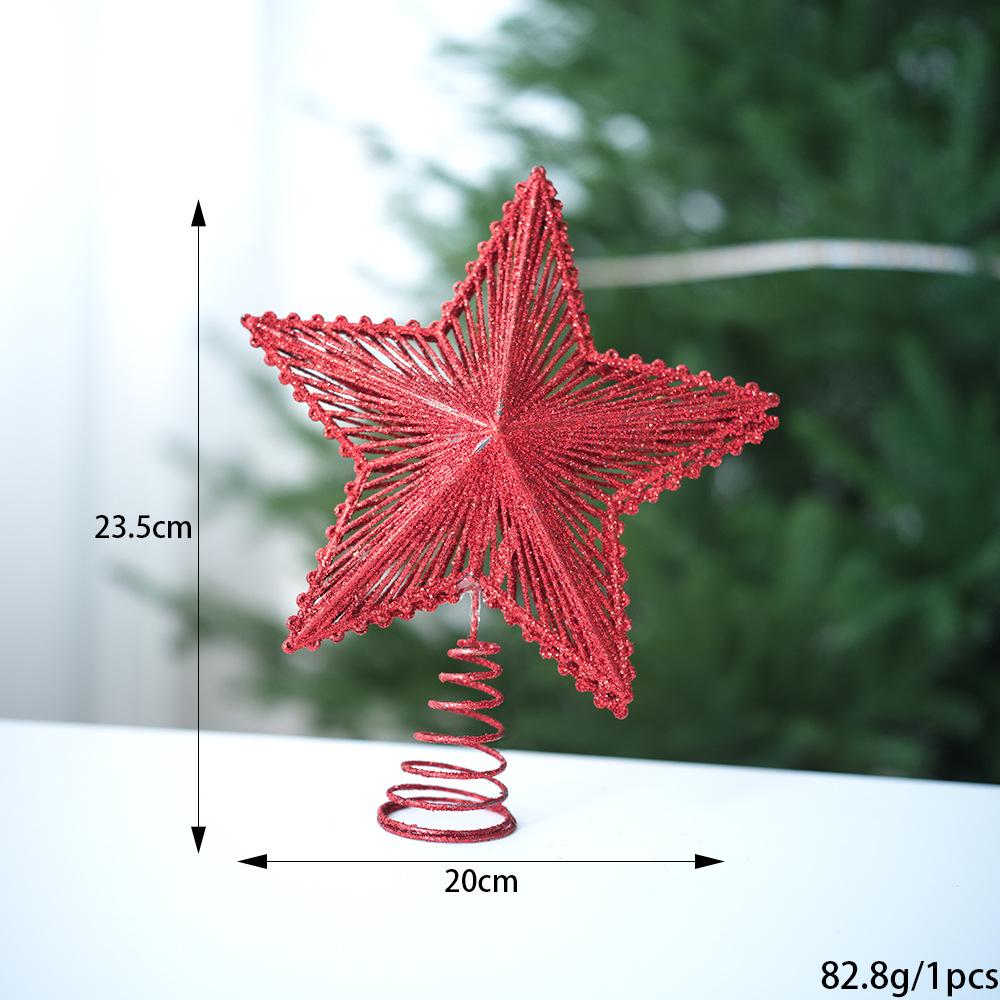 

Gold Star Christmas Tree Topper - Five-Pointed Plastic Decoration with Adhesive Powder and Spring Wire Ornament