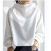 QICED Women's Fashion Half-high Neck Long Sleeve Autumn Winter Casual Blouses & Shirts Casual Chic