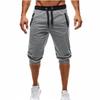 Men Summer Casual Shorts Elastic Waist Drawstring 3/4 Jogger Pants