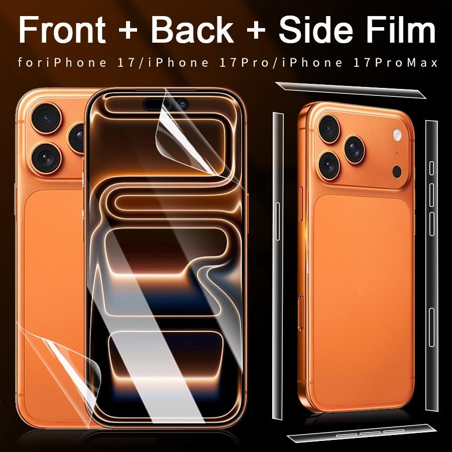 For iPhone Air 13 12 14 15 16 17 Pro Max 13 12 11 Mini X XS Max XR 8 7 SE 2020 Button Sticker Clear Hydrogel TPU Film Screen Protector Frame Film