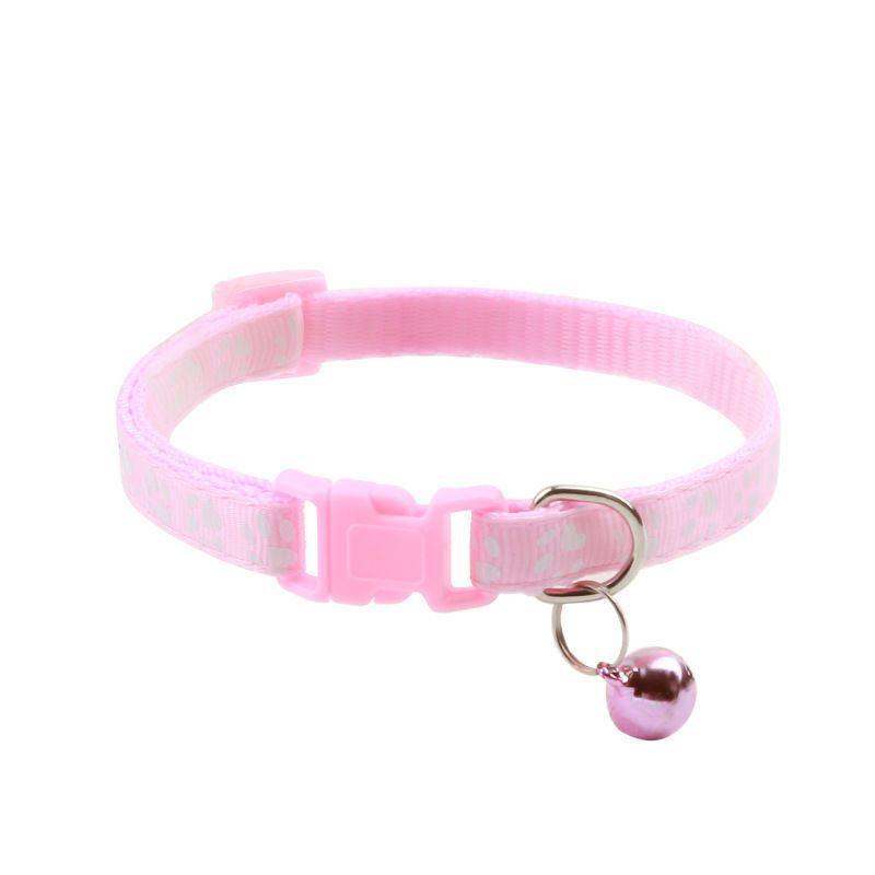 

Pet Bell Collar Small Size Dogs Dog Cat Collar Necklace Teddy Dog Harness Cat Rope Collar Pet Supplies 5 (Color can be noted) Pink Footprints