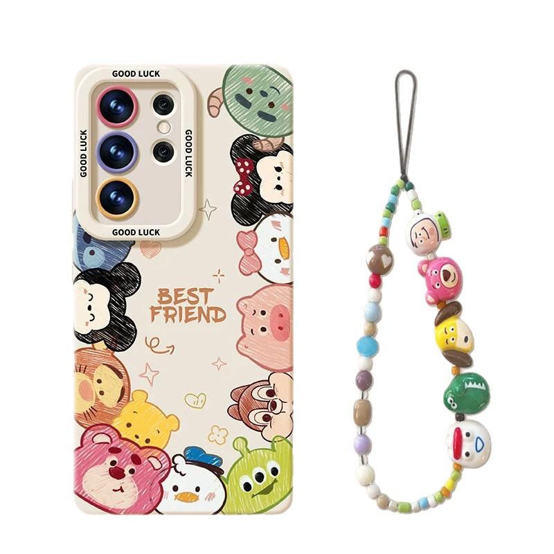 Cartoon avatar mobile phone case with hanging chain, suitable for Samsung S26ultra silicone S25/S24 + cute S23/22 sets