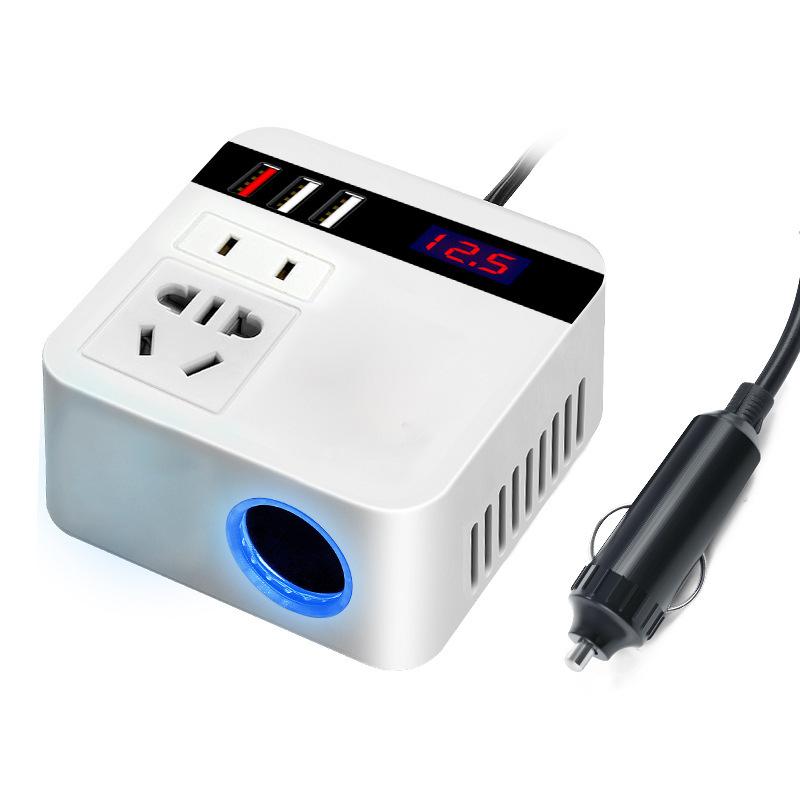 Car Inverter 150W Peak DC12V/24V To 110V/220V LED Display Sockets Power Inverter Adaptor Fast Charging
