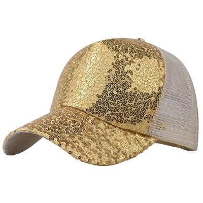 Hat Cap Sequin Mesh Fashion Casual Men Women CZA451 (Gold)