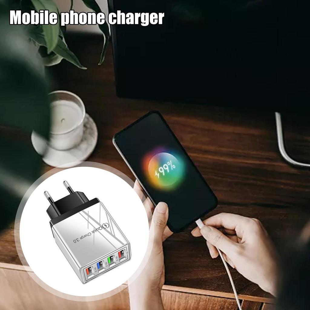 3A USB Charger 4 Ports Quick Charge 3.0 Mobile Phone Charger Adapter For EU/US Plug IPhone Samsung Xiaomi Wall Mobile Charger