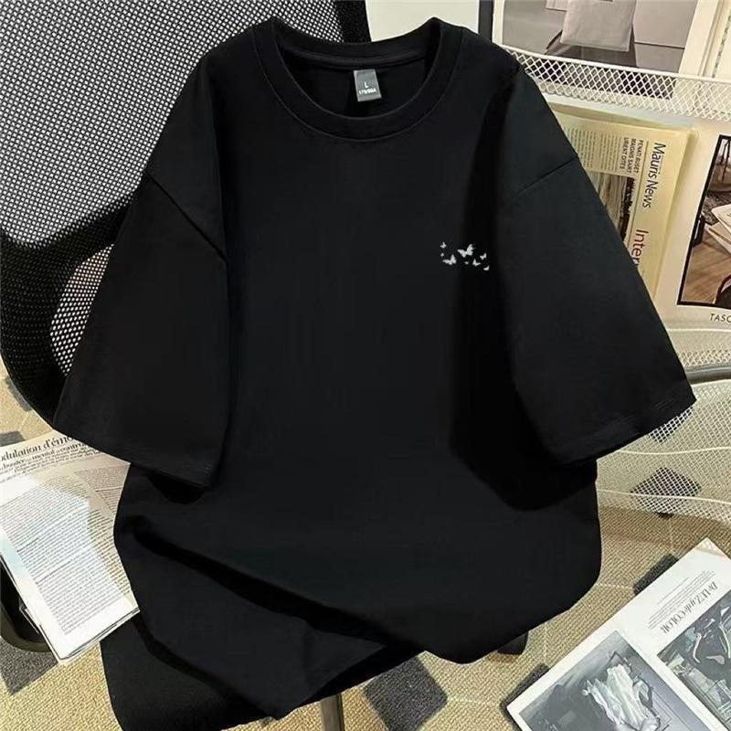Women's Butterfly Print Oversized T-Shirt Casual Loose Short Sleeve Cotton Top Summer Tee