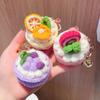 Cute Crochet Cake Pendants Mini Knitted Keychain Kawaii Bag Decor Friends Gift Car Key Ring  Decorative Pendants