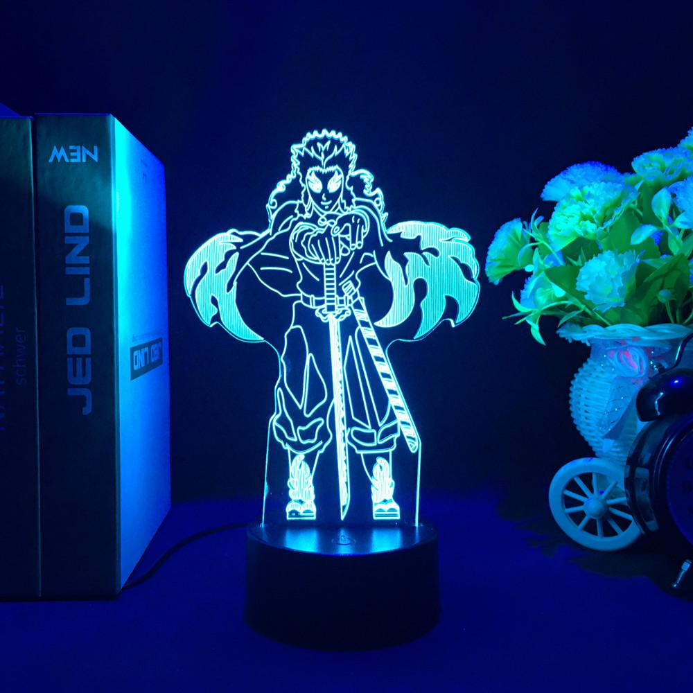 Anime 3D Licht Dämon Slayer Kyojuro Rengoku für Schlafzimmer Dekor Nachtlicht Zimmer Dekor Geschenk Manga Led Lampe Kimetsu No Yaiba