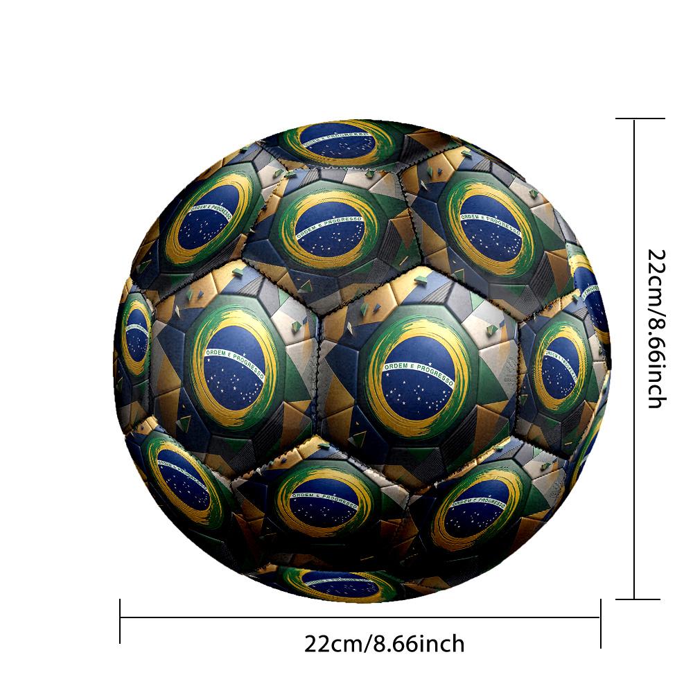 Bola de Futebol Brasil Estampada Tamanho 5 Resistente ao Desgaste Padrão Treinamento Adulto Presente para Fãs de Futebol Partida Indoor Outdoor Esportes