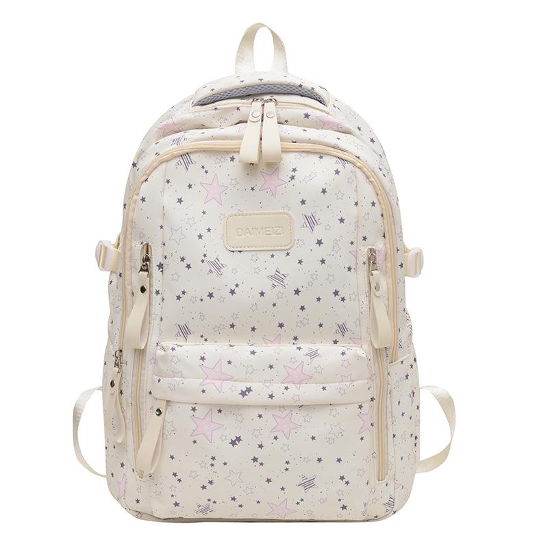 Schoolbag Star Printed Backpack Women's Youth Korean Edition Fashion Travel Backpack Large Capacity Junior High School Student School Bag