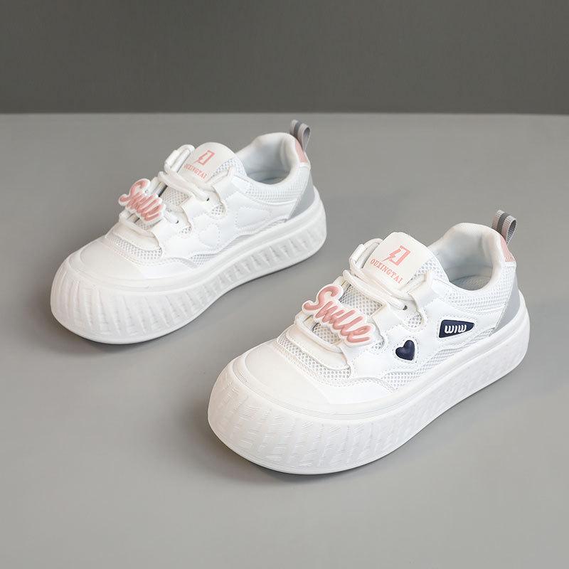 

XT169 Дышащая белая обувь - 2025 Весна и Осень Повседневная, износостойкая, на тонкой подошве, корейский колледж тренд Size 39 белый/розовый