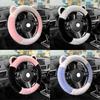 2023 New Cute Long Hair Winter Car Steering Wheel Cover Black And White D-type Simple Style