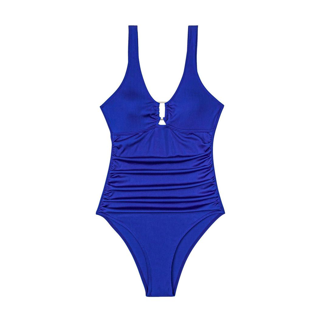 2024 Metal Brushed European-American Solid Color Sexy One-Piece Bikini Swimsuit