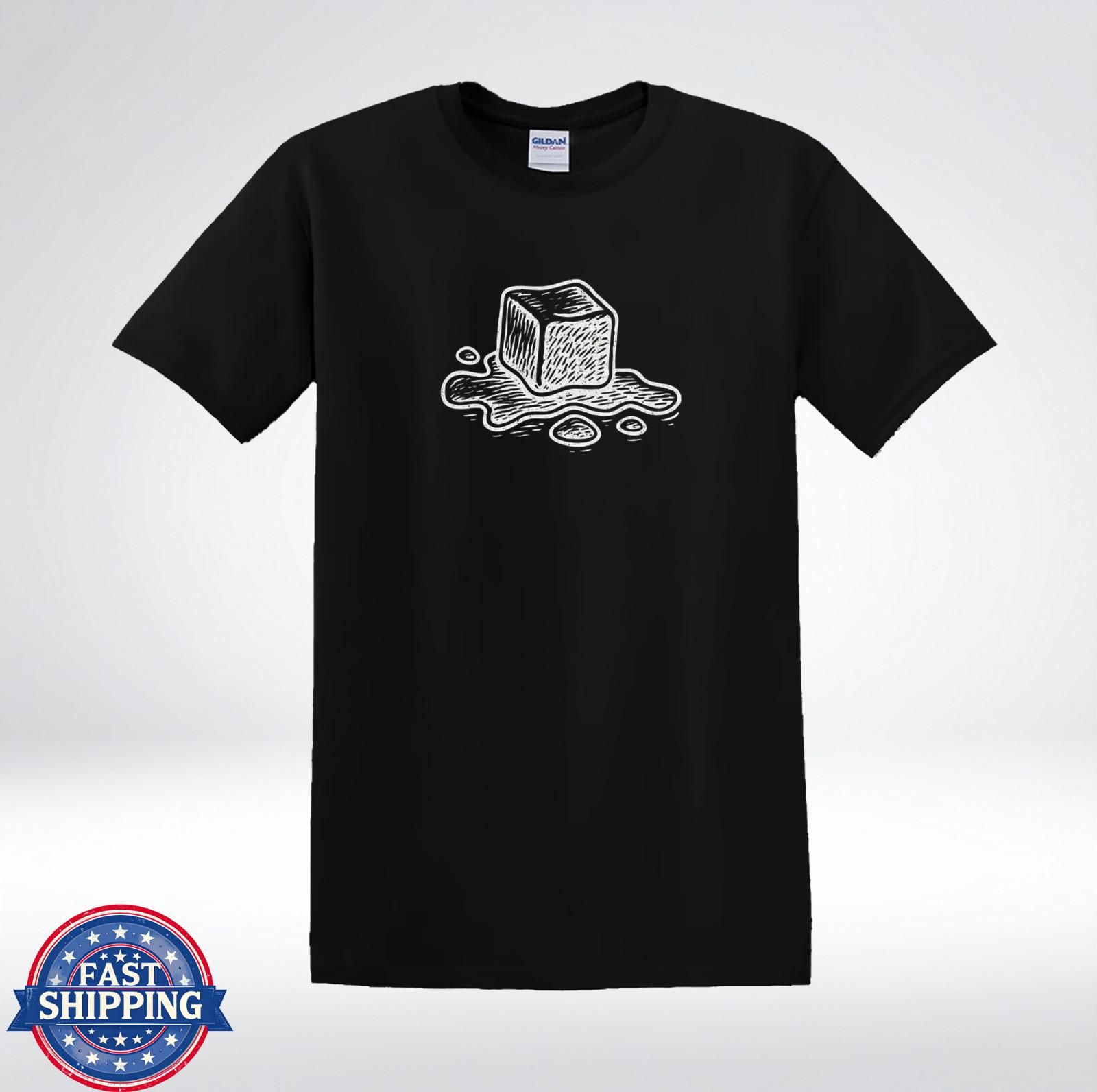Melting Ice Cube Minimalist Line Art Graphic T-Shirt XXXL