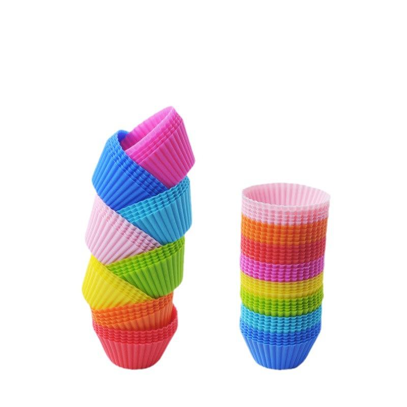 Round Silicone Muffin Cups, 7cm Cake, Pastry, Egg Tart, and Pudding Molds