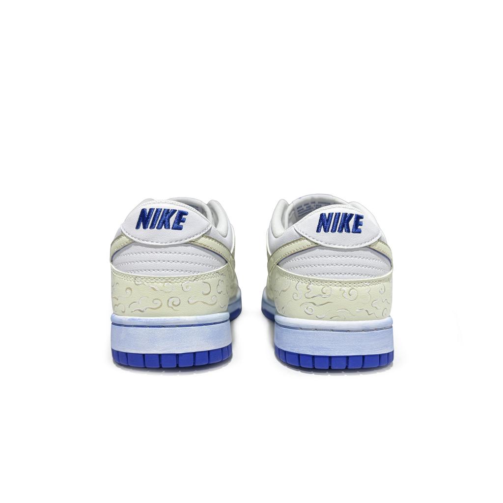 Nike Dunk Cushioning, Wear Resistant Low Top Skateboard Shoes Men's Beige White Blue DV0831-104(Team80-)