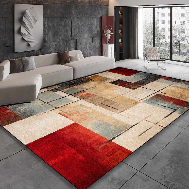 Modern Black Brown Geometry Carpet Living Room Decor Bedroom Bedside Soft Floor Mat Home Sofa Non-slip Large Rugs Customizable