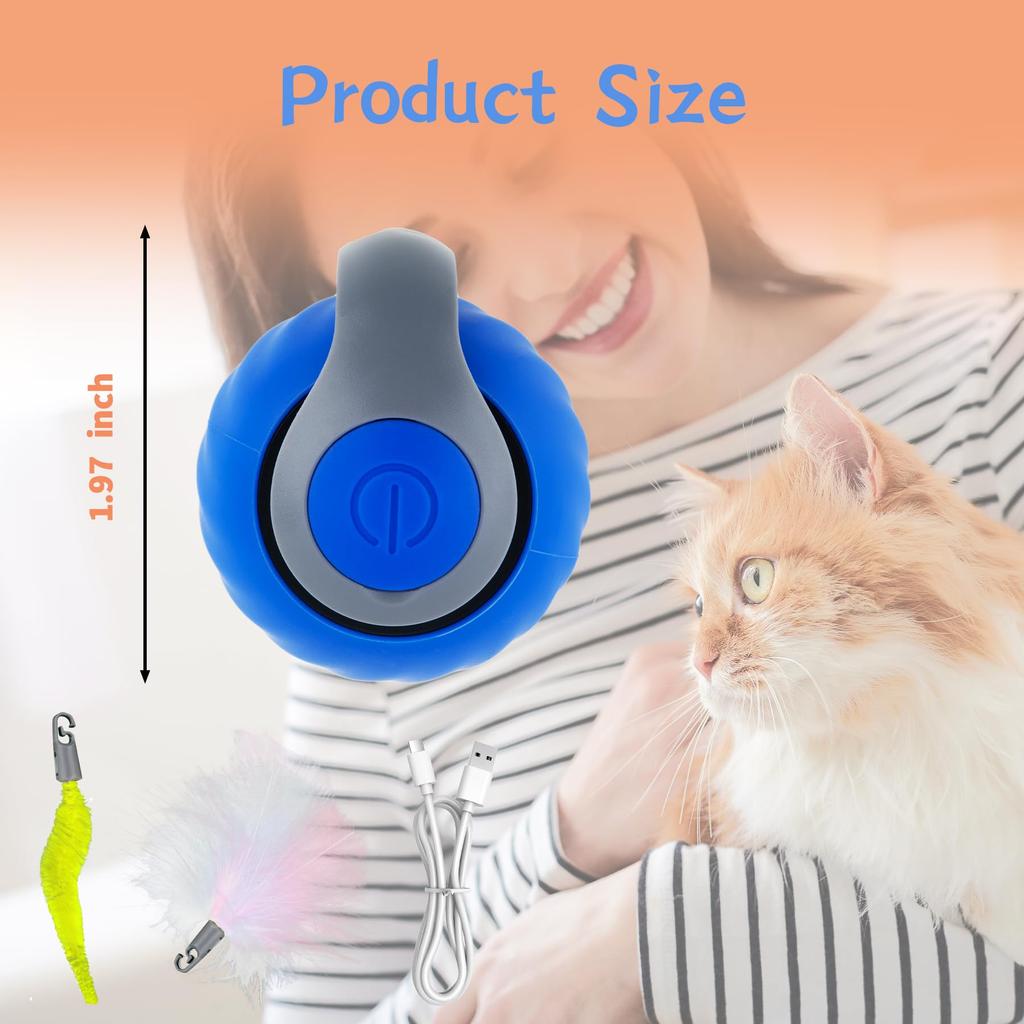 Cat Interactive Ball Toy Electric Cat Ball Toys Automatic Rolling Ball Faux Tail Rechargeable Smart Pet Interactive Toy Dog Cat Training Imitate Mouse