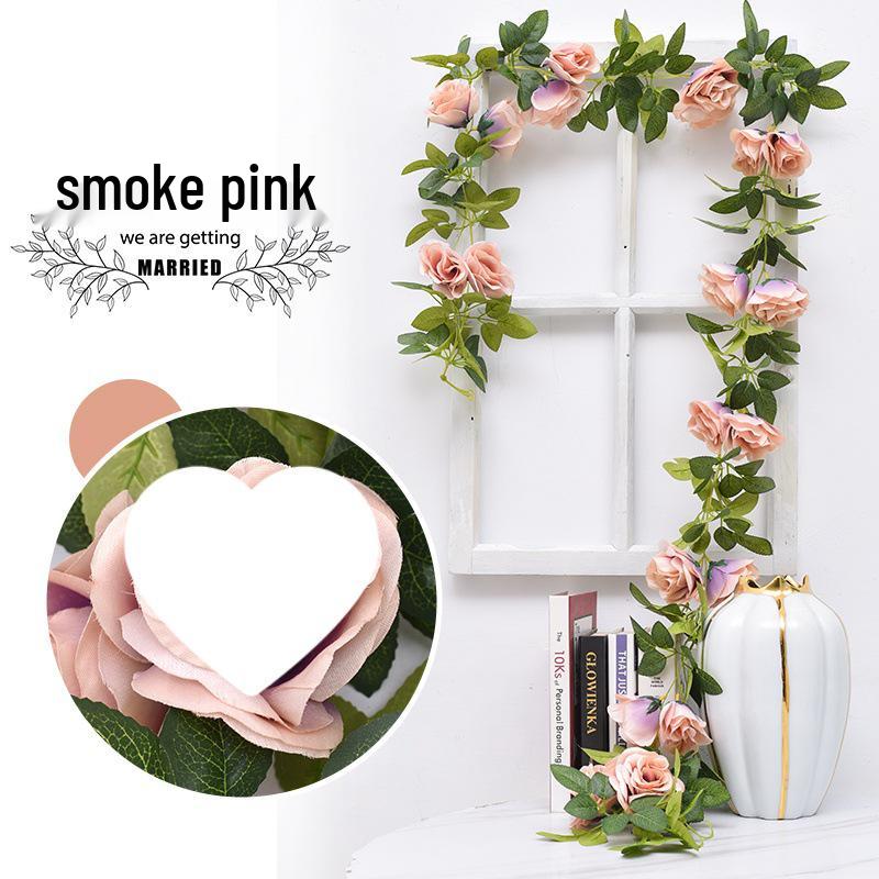 Artificial Rose Vine Ceiling Decor with Rattan for Living Room and AC Pipe Cover