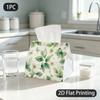 1pc Tissue Box, Watercolor White Flowers Butterflies Fresh Natural Pattern, 2D Flat Printing, Dust Blocking, Folds Flat, Tissue Dispenser, for Bedroom
