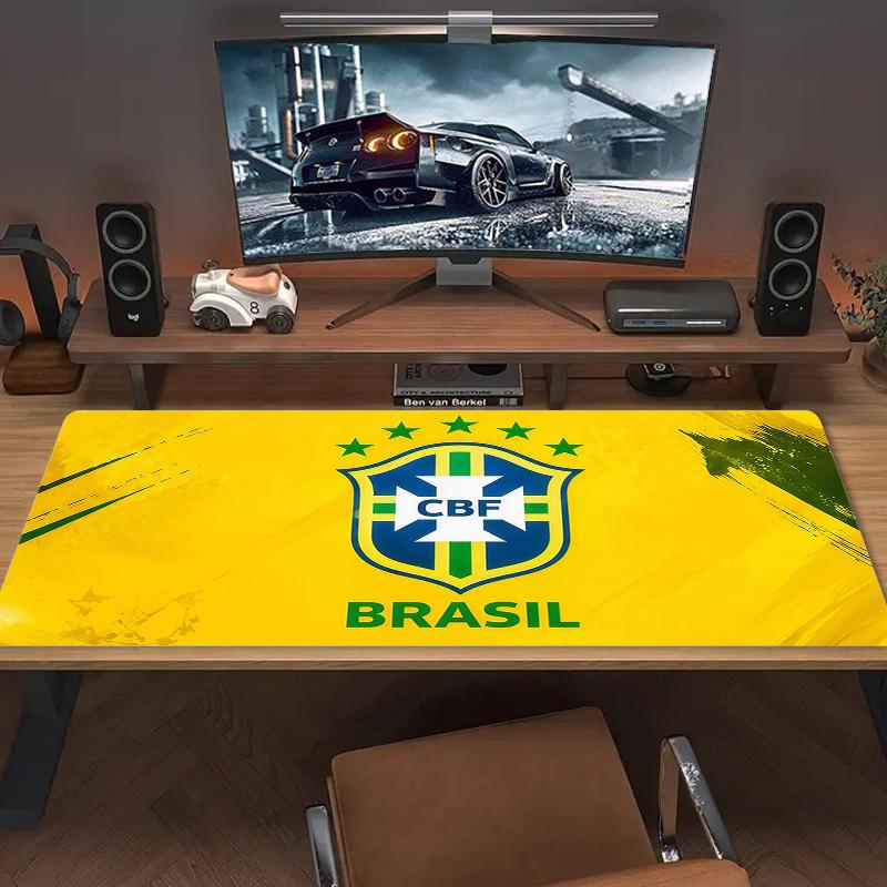 Brazil National Football Team Print  Cushion Non-slip Laptop Tablet Big Mousepad XXL Mat Mini PC Playmat With Lock edge