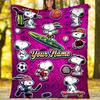Custom Name Snoopy  Flannel Fleece Blanket Cozy Warm Throw Blanket For Couch Bed Travel All Season Use