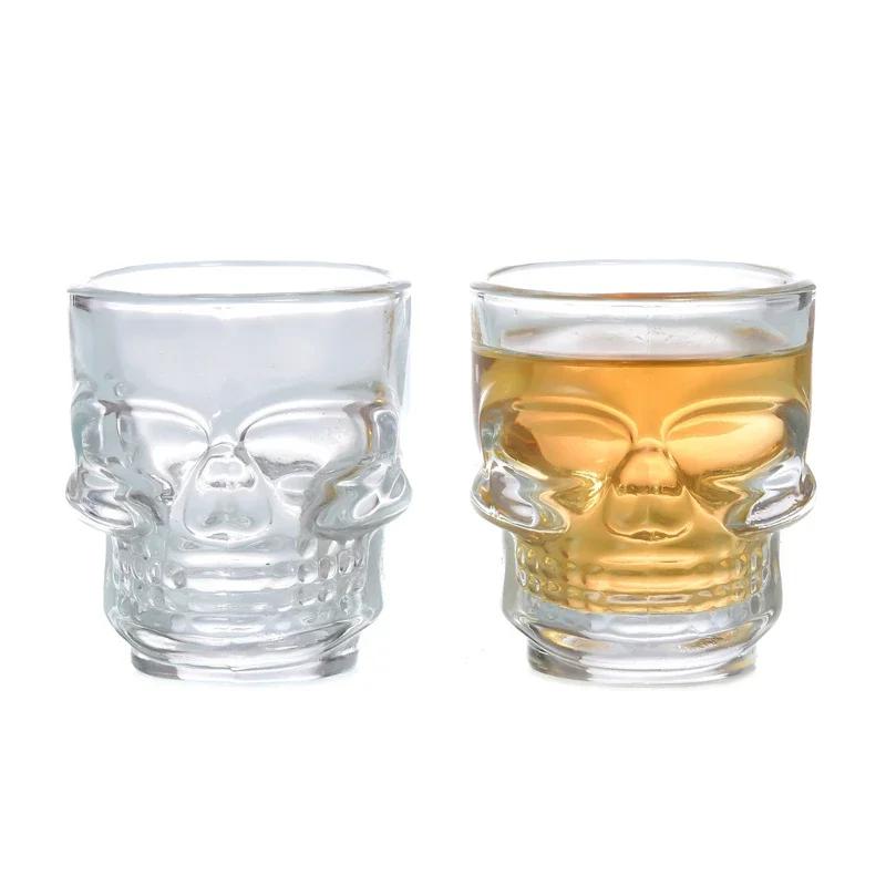 Halloween Gifts Skull Head Shot Glass Cup Creative Clear Crystal Wine Cup  Liquor Whisky Vodka Beer Steins for Party Bar