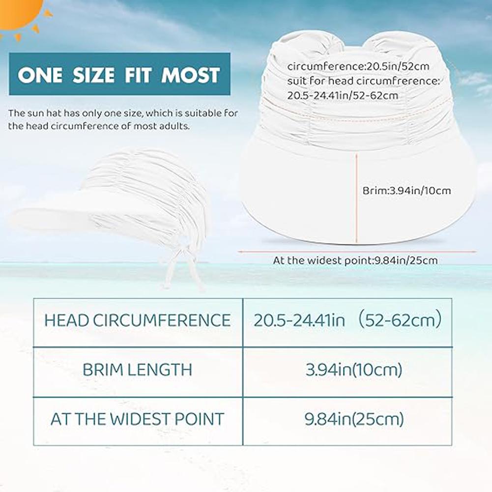 Womens Sun Visor Hat Wide Brim Cool Adjustable Sun Visors Caps Summer Beach Sun Protection Hats