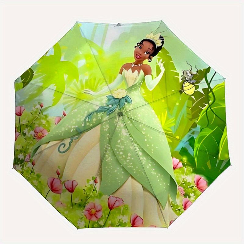 1pc Beautiful Princess Tiana Pattern Beautiful Looking Automatic Folding Umbrella, 3 Folding, 8 Pole Frame Design, Durable and Suitable for