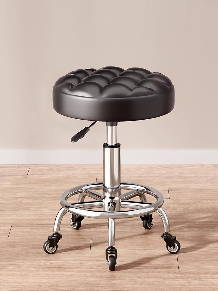 Modern Minimalist Beauty Stool, Adjustable Mobile Hairdressing Chair, Comfortable Cushioned Backrest Seat, Salon Barber Stool