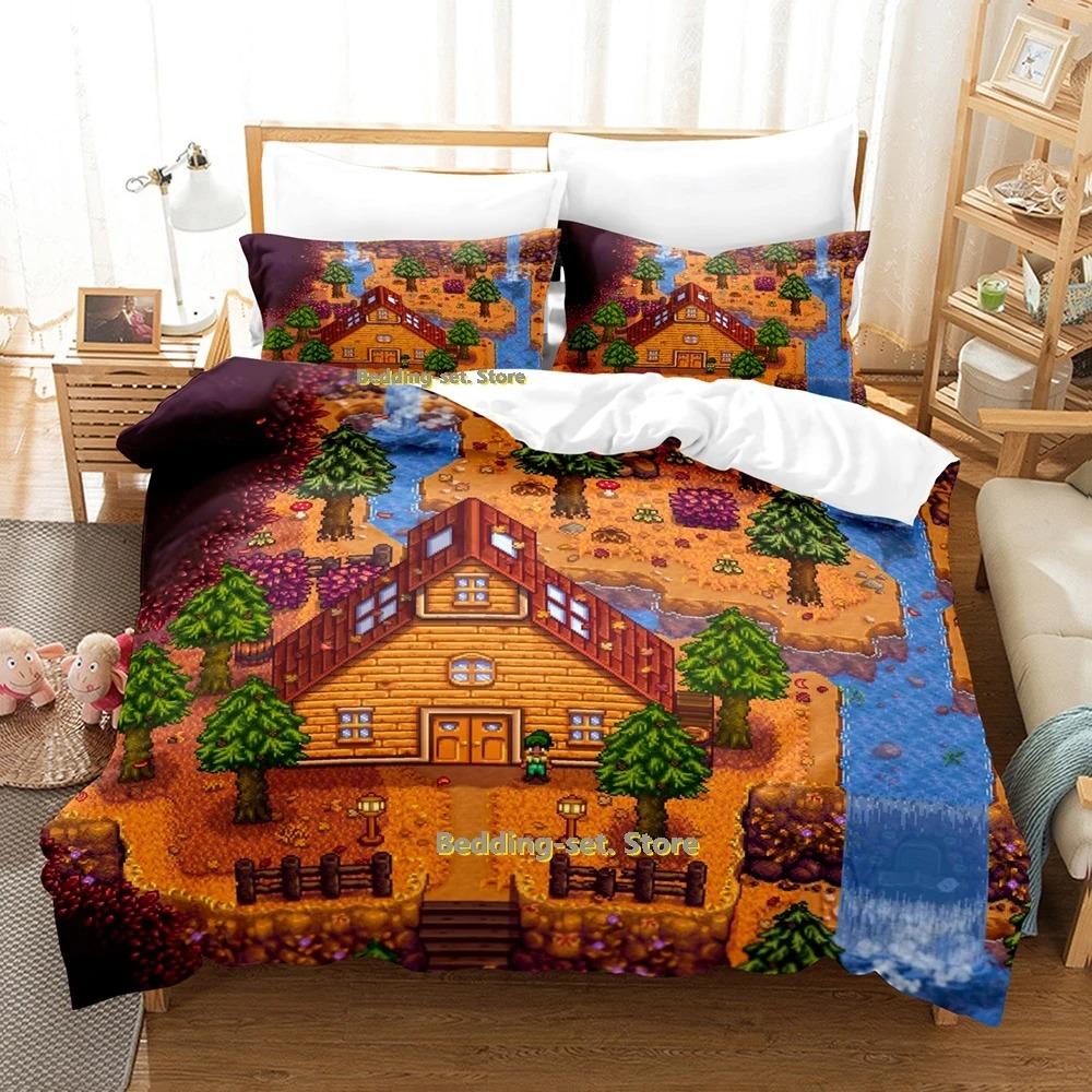 Stardew Valley Bedding Set Single Twin Full Queen King Size Bed Set Adult Kid Bedroom Duvetcover Sets Game Bed Sheet Set