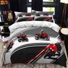 Luxury Bedding Set Motorcycle Fire Print Duvet Cover Set with Pillowcase Motocross Bedspread Boy's Bed Set