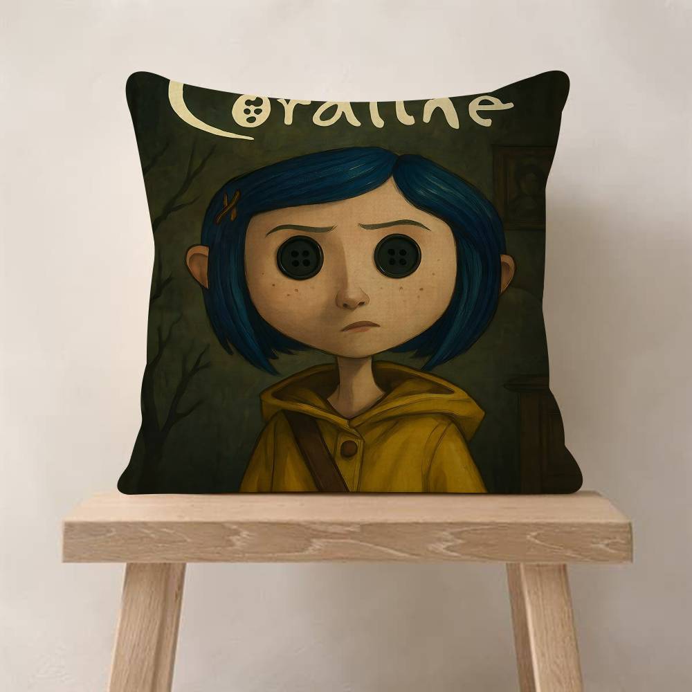 5D Anime C-Coraline Cushion Cover Inches Farmhouse Decor Home Throw Pillow Covers For Couch Decorations
