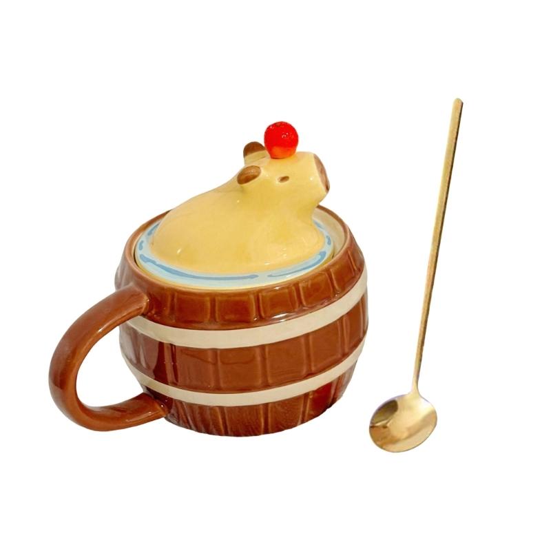 

Cartoon Milk Teas Cups with Handle Ceramic Coffee Mug Lovely Capybara Coffee Cups Birthday Gift for Women and Men