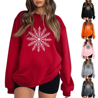 Women's Casual Fashion Christmas Print Long Sleeve O-Neck Sweatshirts Pullover Top