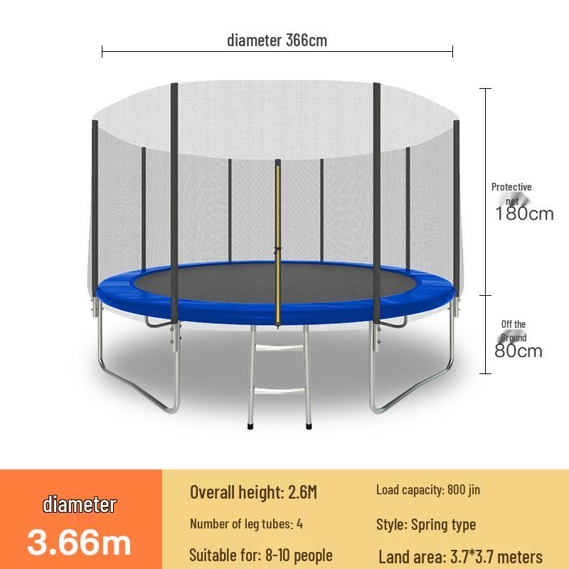 Indoor/Outdoor Kids Fitness Trampoline - Large Round Bouncing Bed for Home and Commercial Use