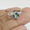Teardrop Blue Topaz Ring, 925 Sterling Silver Leaf Design Ring, December Birthstone