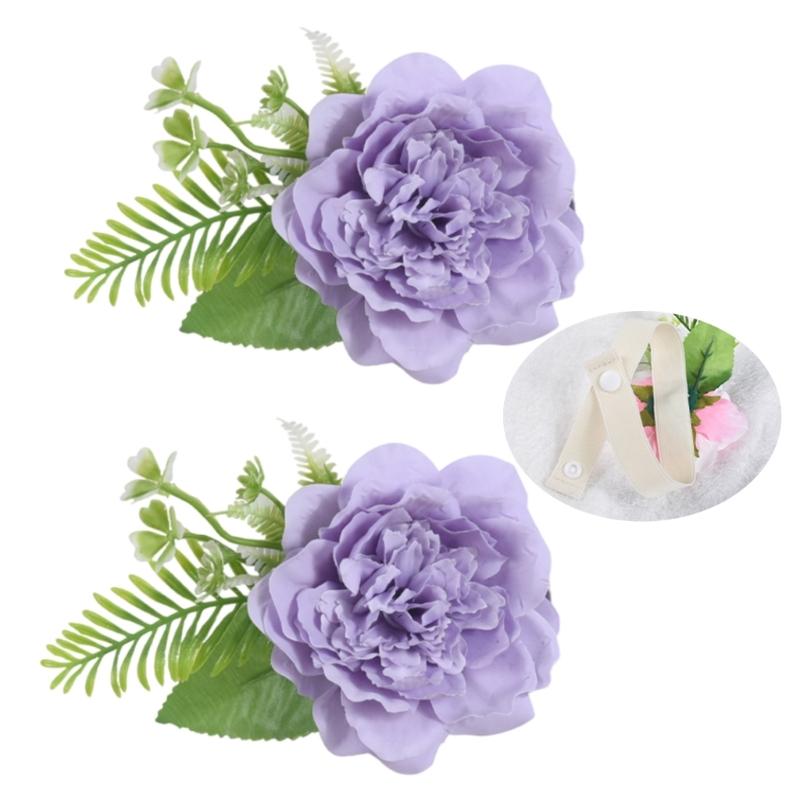 Contemporary Artificial Flower Curtain Fastening Clips Set of 2 Decorative Window Drapery Holders Tieback Straps Buckles