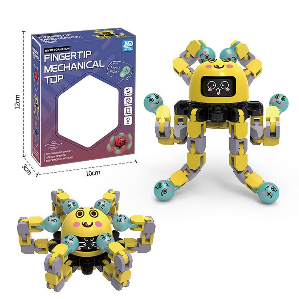 Deformační robot Mechanický chobotnicový gyroskop Hračka Deformační robot Světelný gyroskop Dekompresní hračka pro děti Dárek