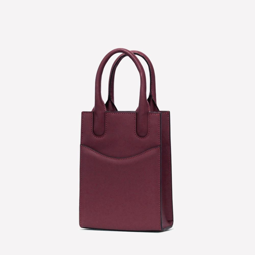 Matt [Refurbished] Wave Cowhide Mini Tote Bag Wine