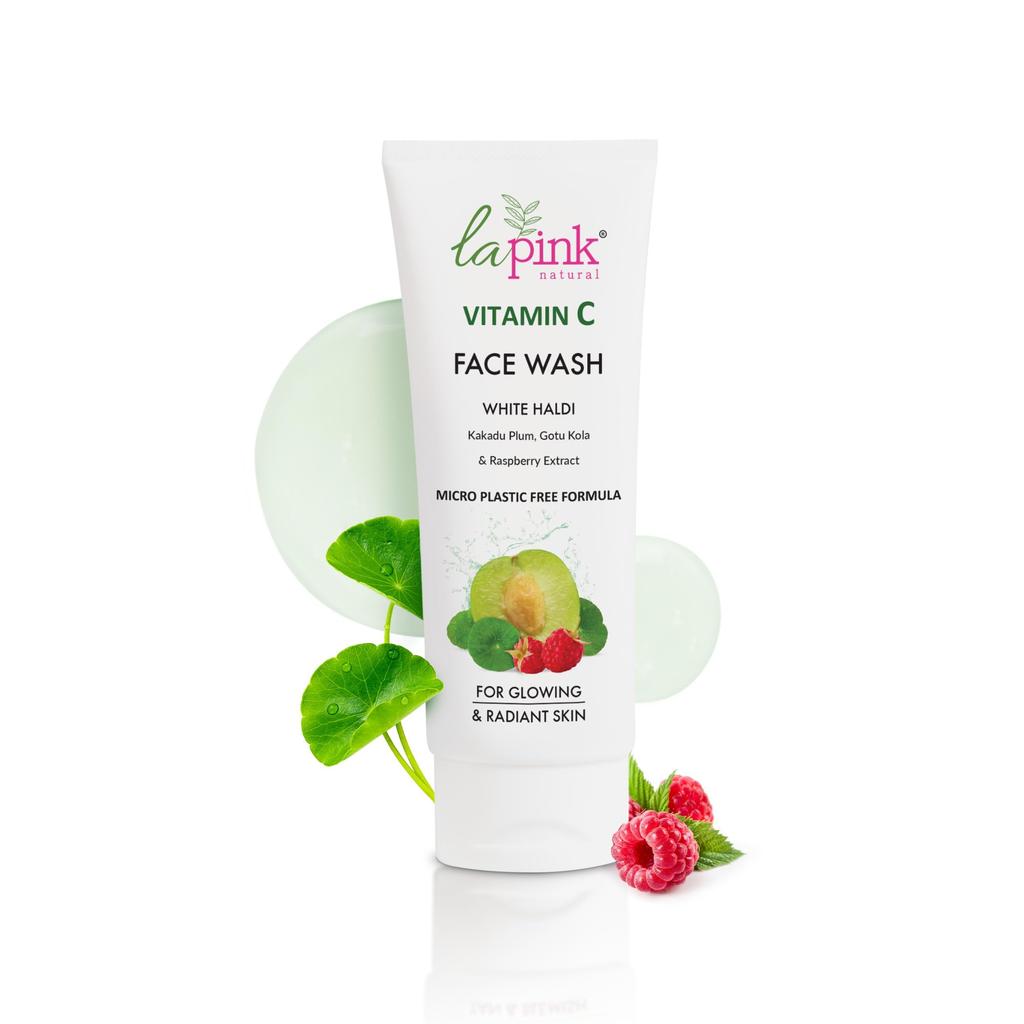 La Pink Vitamin C Face Wash | With White Haldi & Gotu Kola | Brightens & Evens Skin Tone | 100% Microplastic-Free | For Glowing Radiant Skin | 100ml