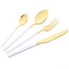 24pcs Black Gold Tableware Set Western Dinnerware Set Knife Forks Coffee Spoon Flatware Mirror Stainless Steel Kitchen Cutlery