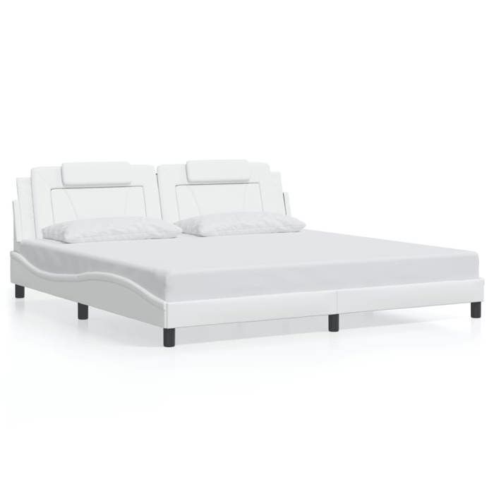 VidaXL Cadre de Lit Viana sans Matelas, Lit Rembourré avec Coussin, Lit Double, Lit Adulte Chambre, Moderne, Blanc 200x200 3208118