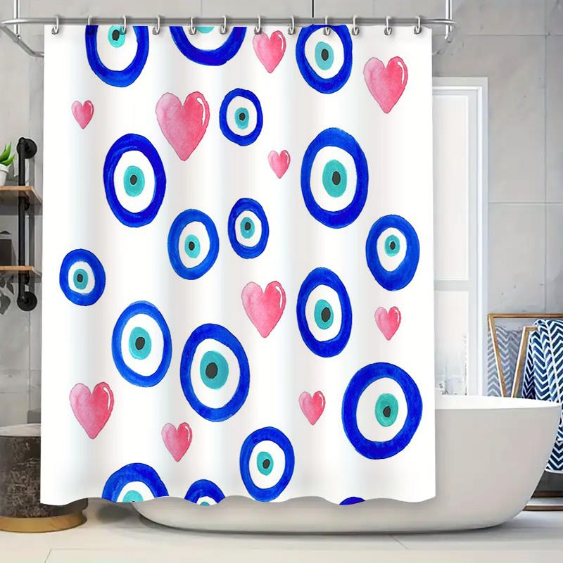 

Turkish Evil Eye Pattern Shower Curtain Set Waterproof Bathroom Decor Modern Abstract Art Home Textile Hippie Boho Style W60H190(CM)-1 Pcs
