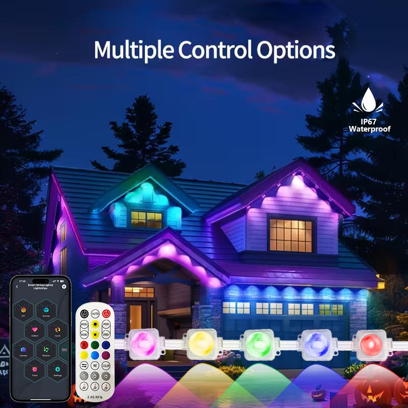 Smart Eave Lights Permanent Outdoor LED Lights App/Remote Control DIY Scene Mode IP67 Waterproof for House Roof Party Decor