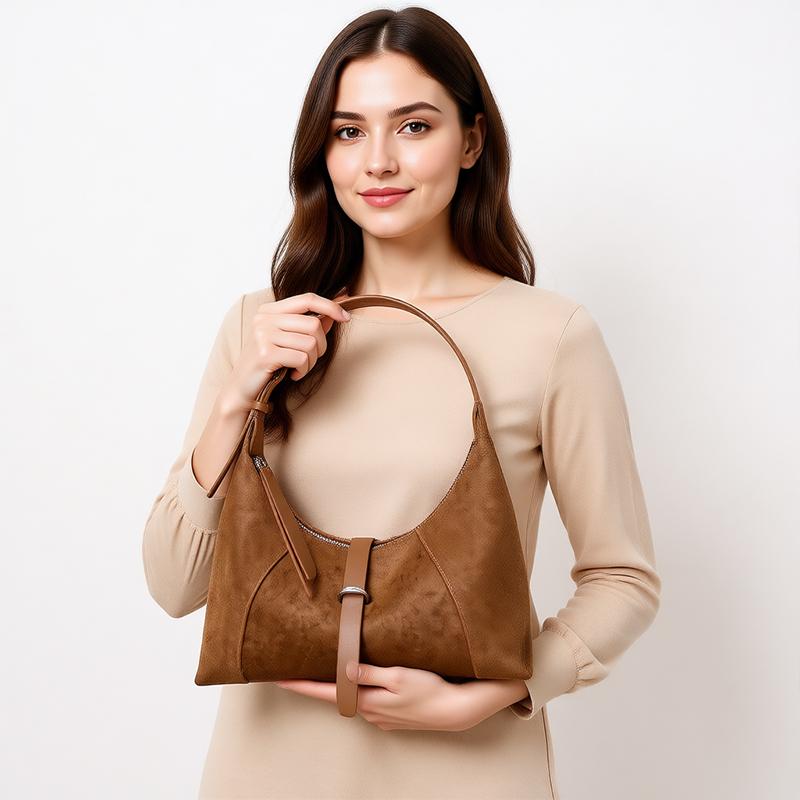 Ladies' Suede Handbag Designer Style Fashiable and Elegant Crossbody Bag High-quality Cowhide Suitable for Commuting To Work